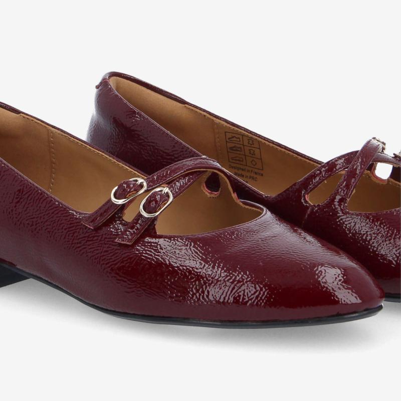 FLORA BALLERINA W - WRINKLED PATENT - BORDEAUX